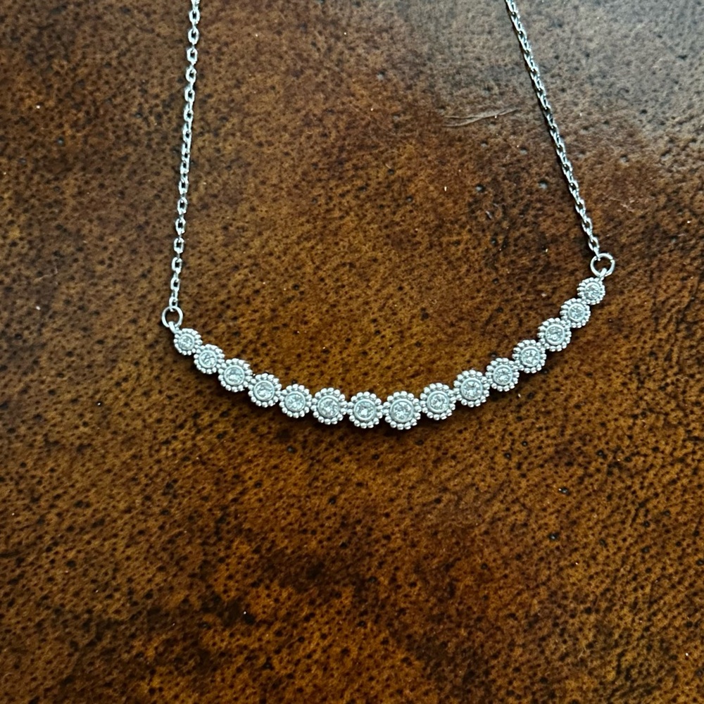 Elegant Brighton Twinkle Sparkle Silver Floral Necklace